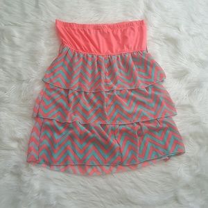 Neon Pink Zig Zag Ruffle Dress